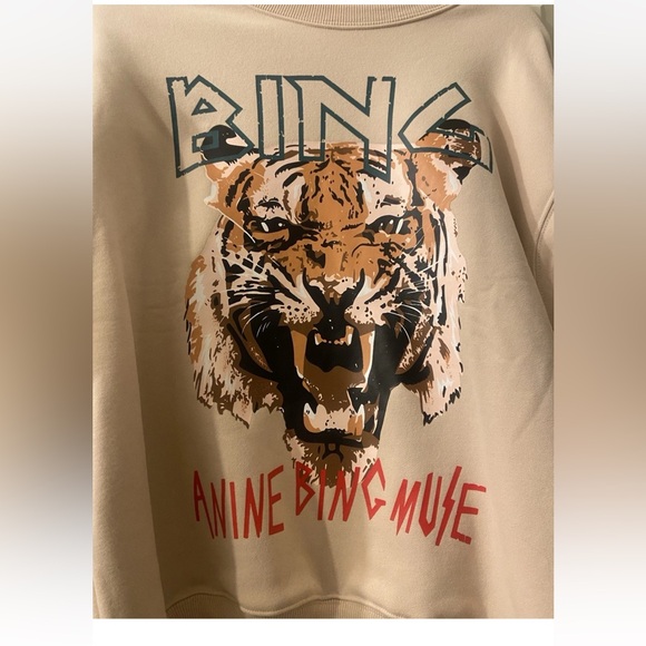 Anine Bing Cream Tiger Crewneck Sweatshirt - Picture 3 of 13